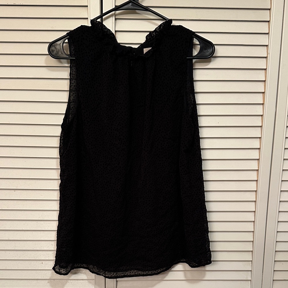 LOFT Black Sleeveless Subtle Polka Dot Blouse Size Small
